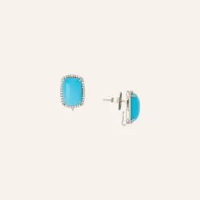 18K Sleeping Beauty Turquoise and Diamond 11x9mm Earrings