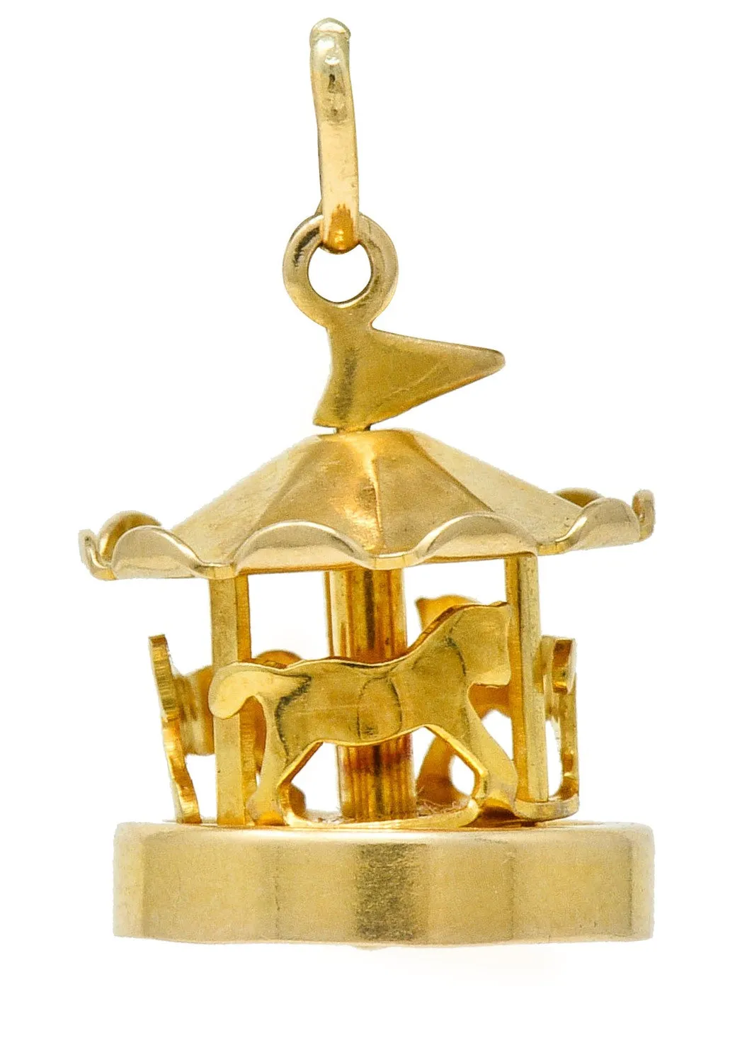 1940's Retro 14 Karat Gold Spinning Carousel Charm