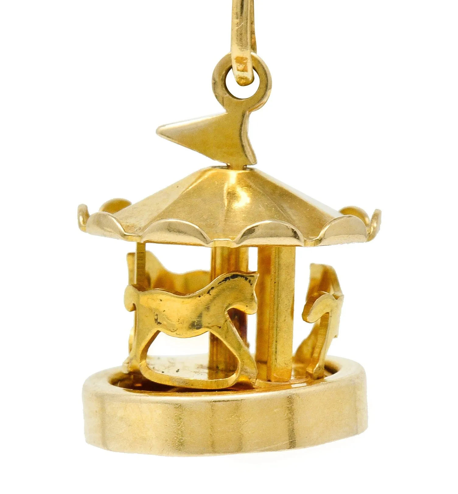 1940's Retro 14 Karat Gold Spinning Carousel Charm