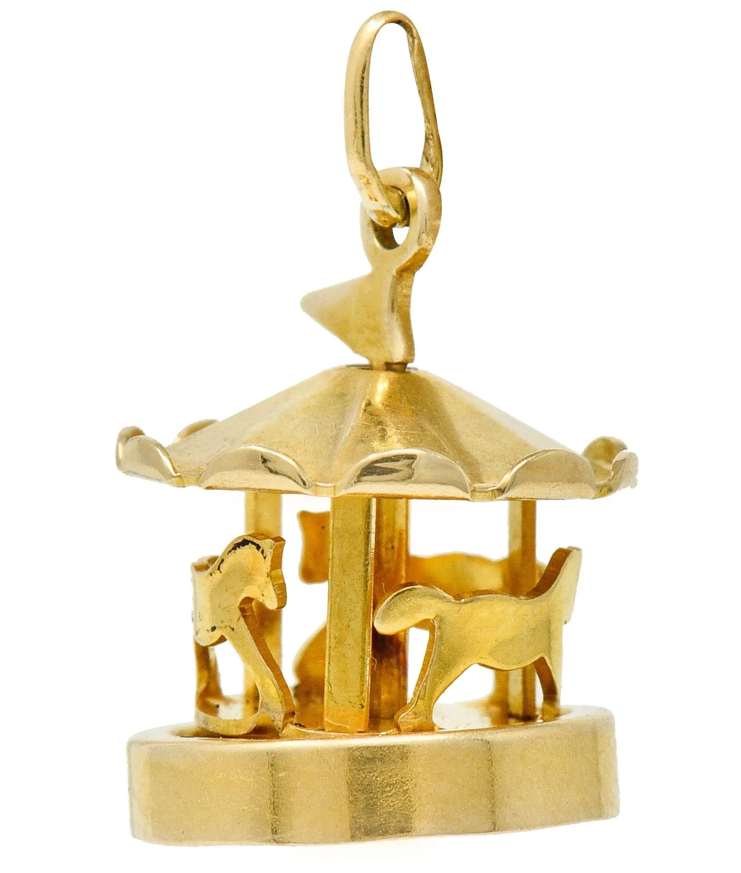 1940's Retro 14 Karat Gold Spinning Carousel Charm