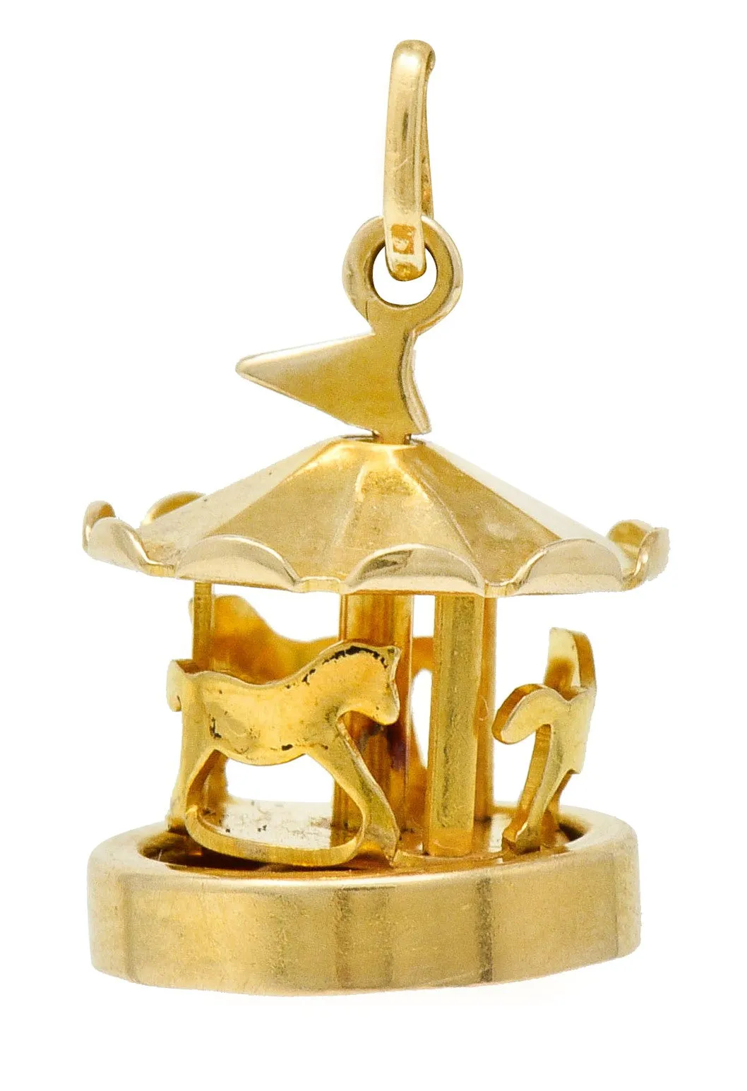 1940's Retro 14 Karat Gold Spinning Carousel Charm