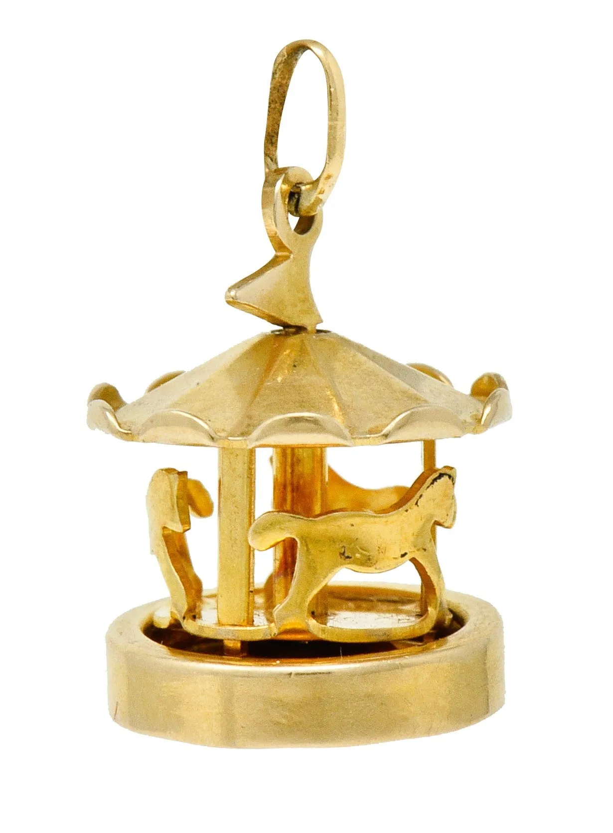 1940's Retro 14 Karat Gold Spinning Carousel Charm