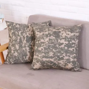 2 PK Throw Pillow Covers, Indoor&Outdoor Bed Sofa Couch Garden Patio Tent Cushion Cases, 18X18 Camouflage Print