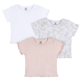 3-Pack Baby & Toddler Girls Sweet Florals Short Sleeve Tees