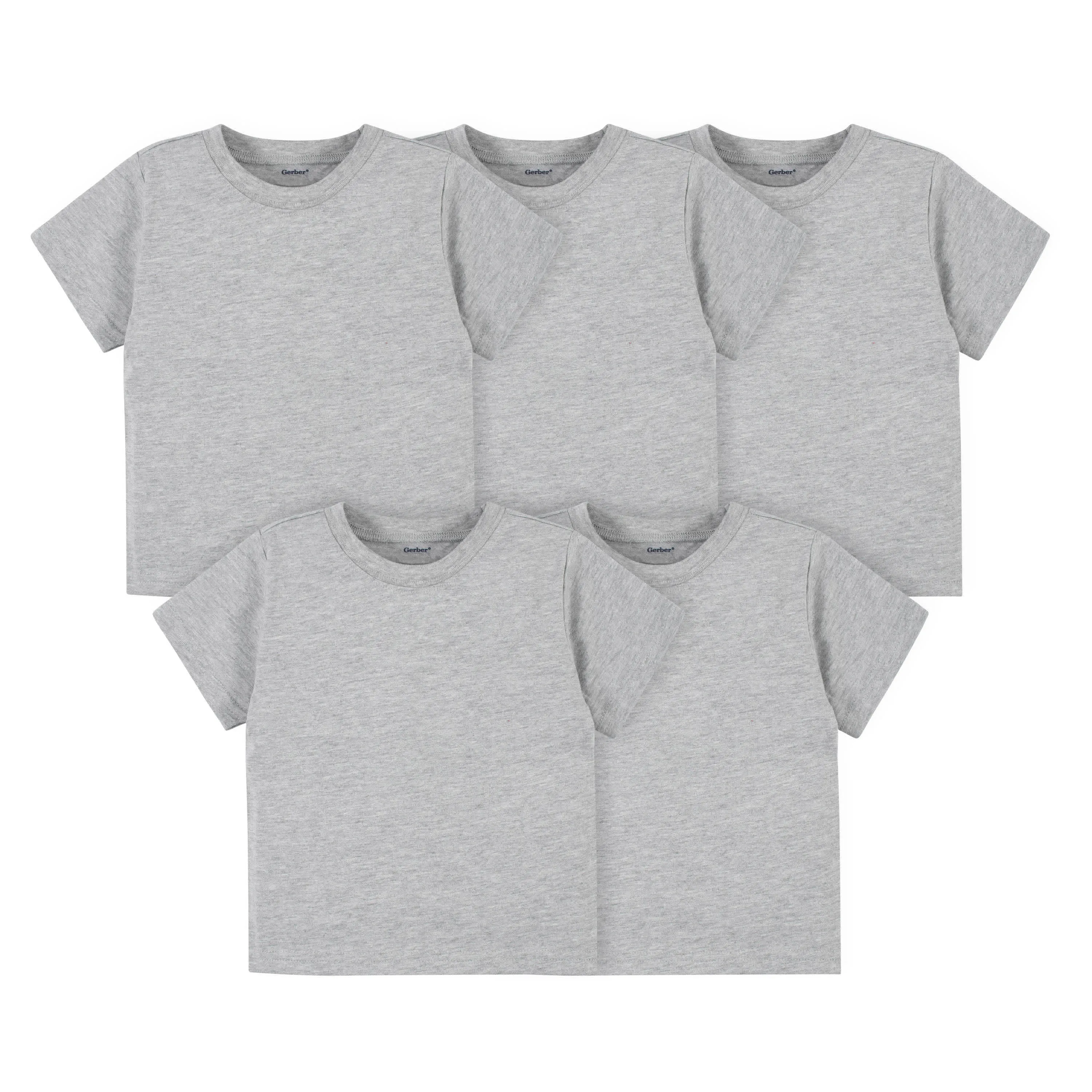 5-Pack Infant & Toddler Heather Grey Premium Short Sleeve Tees