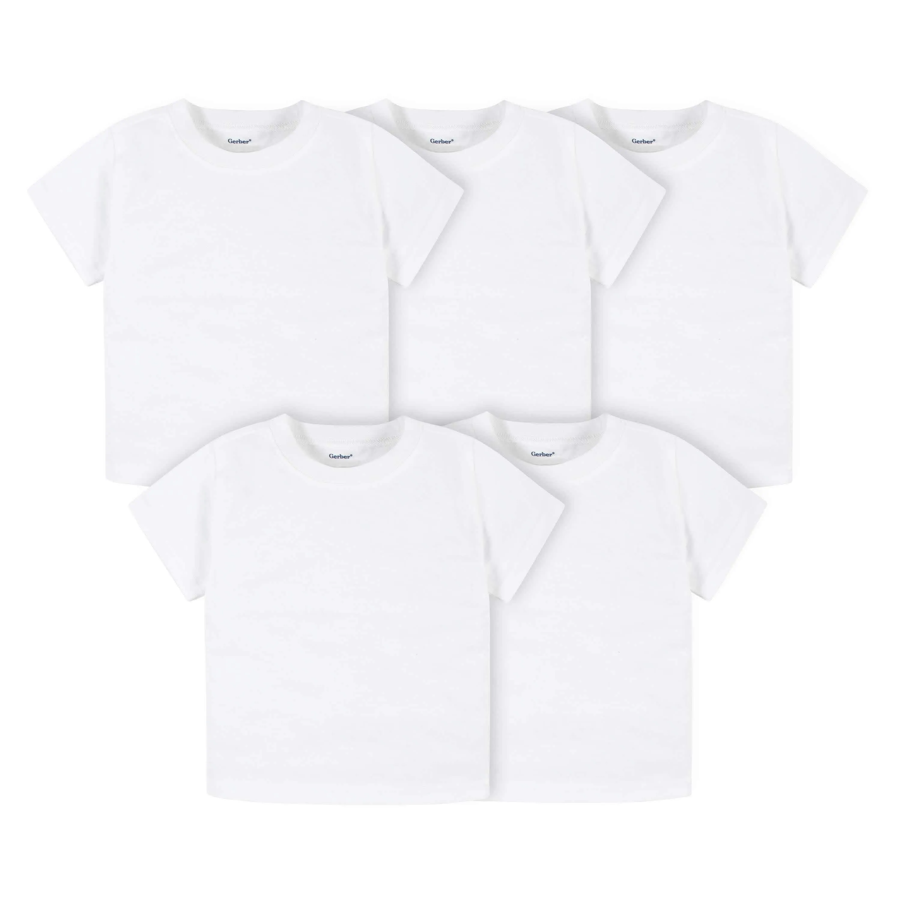 5-Pack Infant & Toddler White Premium Short Sleeve Tees