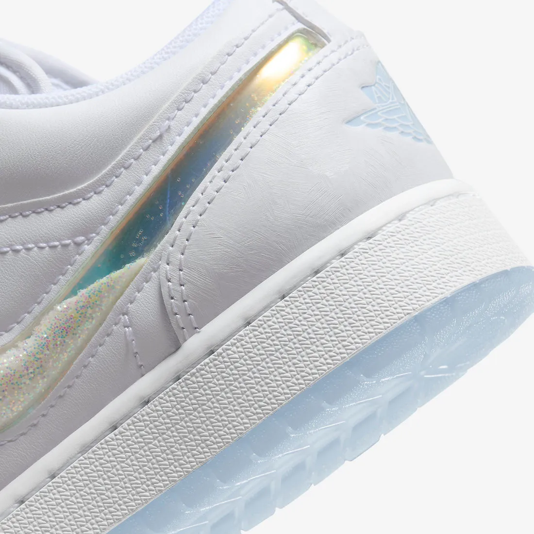 Air Jordan 1 Low GS White Iridescent Glitter Summit White Ice Blue FQ9112-100