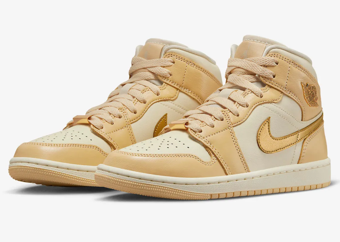 Air Jordan 1 Mid Pale Vanilla Metallic Gold Coconut Milk FB9892-200