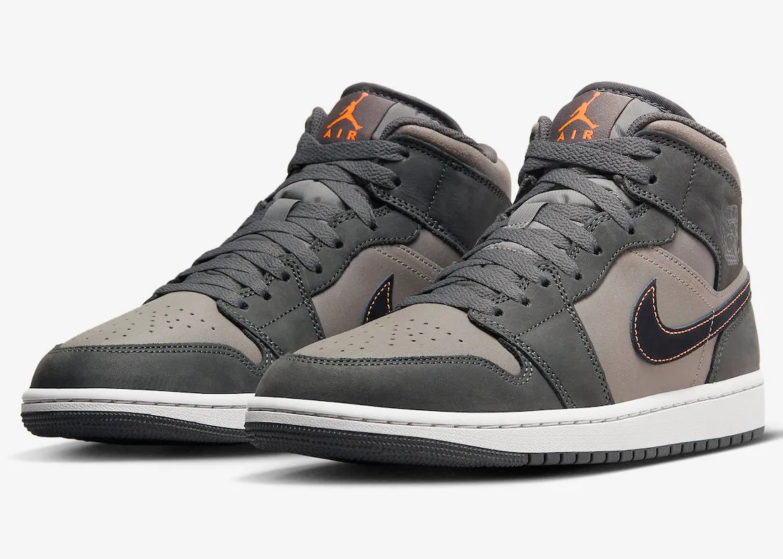 Air Jordan 1 Mid SE Night Stadium Total Orange Neutral Grey FQ8338-017