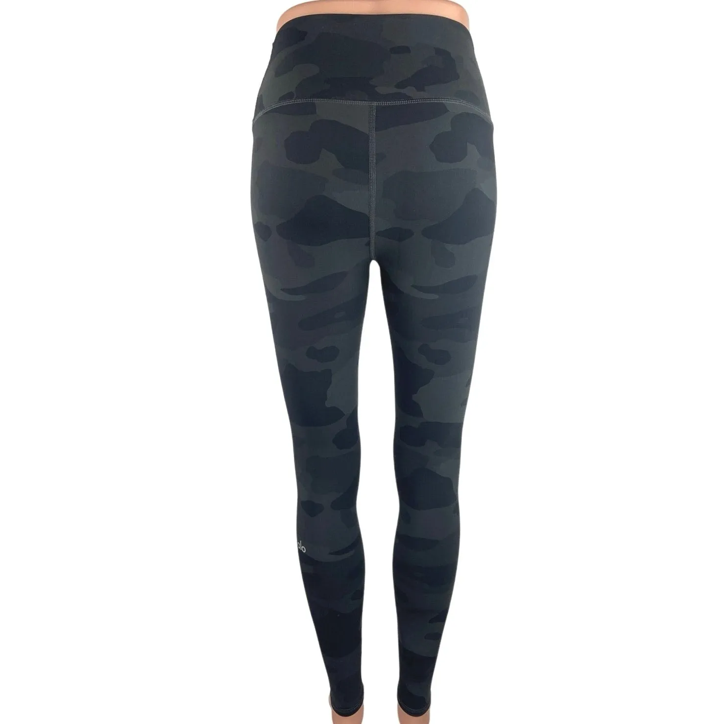 Alo Black Camouflage High Rise Pull On Stretch Ankle Athletic Leggings Size XS