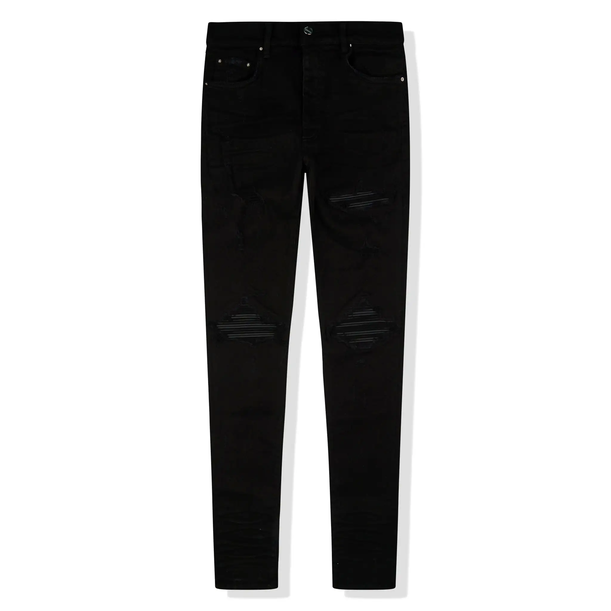 Amiri MX1 Black Leather Patch Jeans