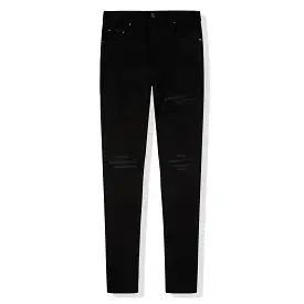 Amiri MX1 Black Leather Patch Jeans