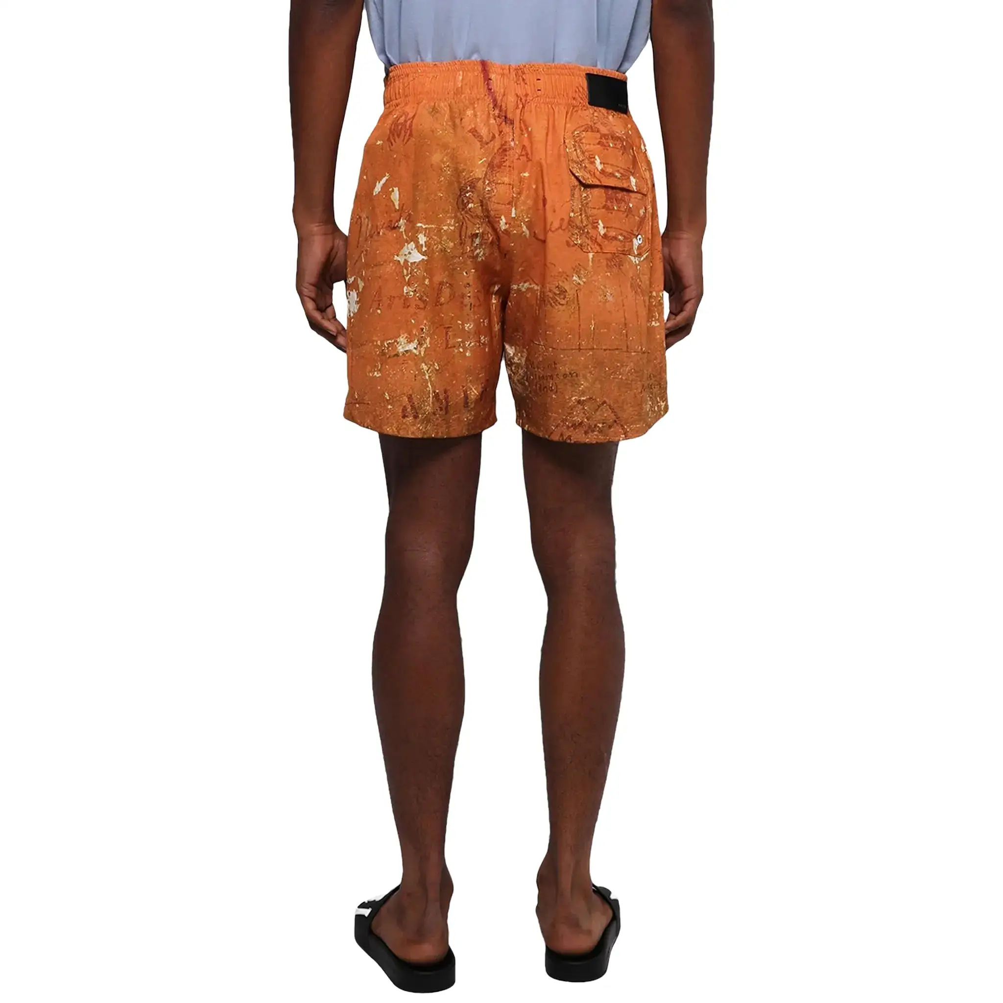 Amiri Stencil Military Orange Swim Shorts