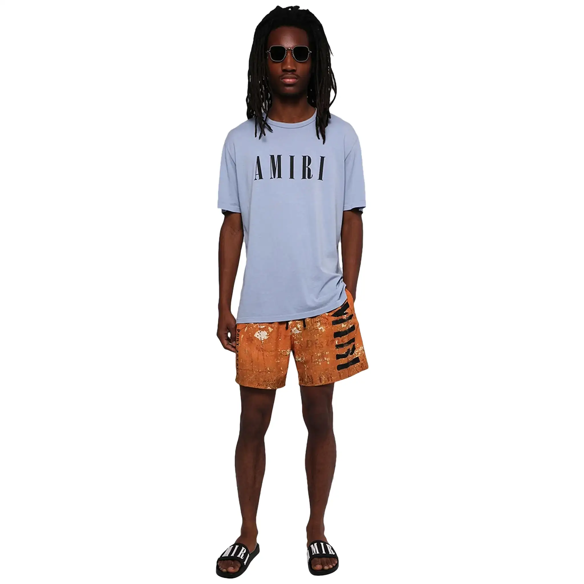 Amiri Stencil Military Orange Swim Shorts