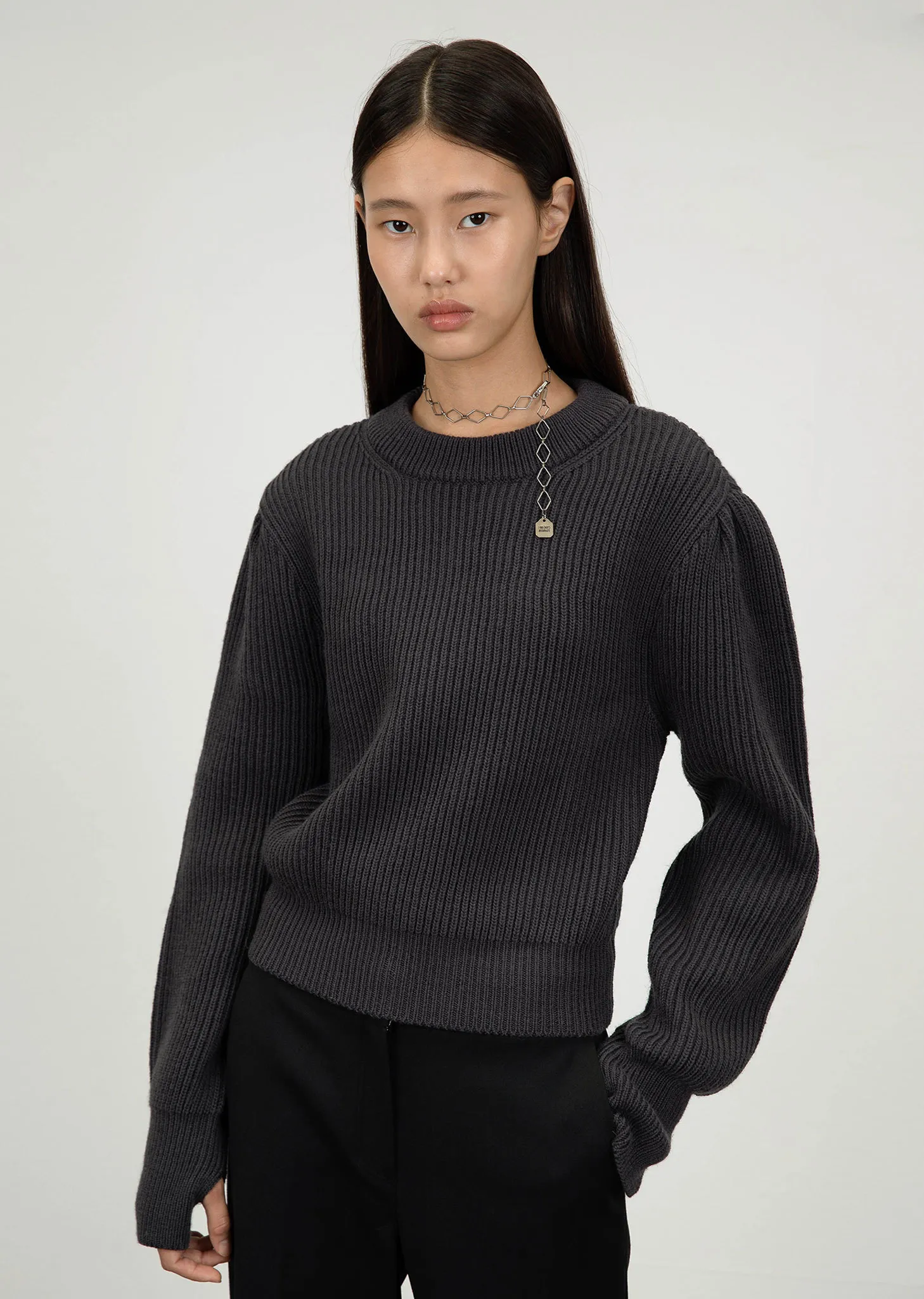 AMOMENTO  |Casual Style Wool Long Sleeves Plain Party Style