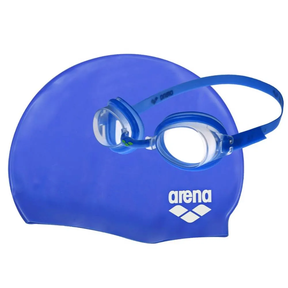 ARENA Junior's Swimming Pool Cap & Goggle Set (Blue Clear/Blue White)