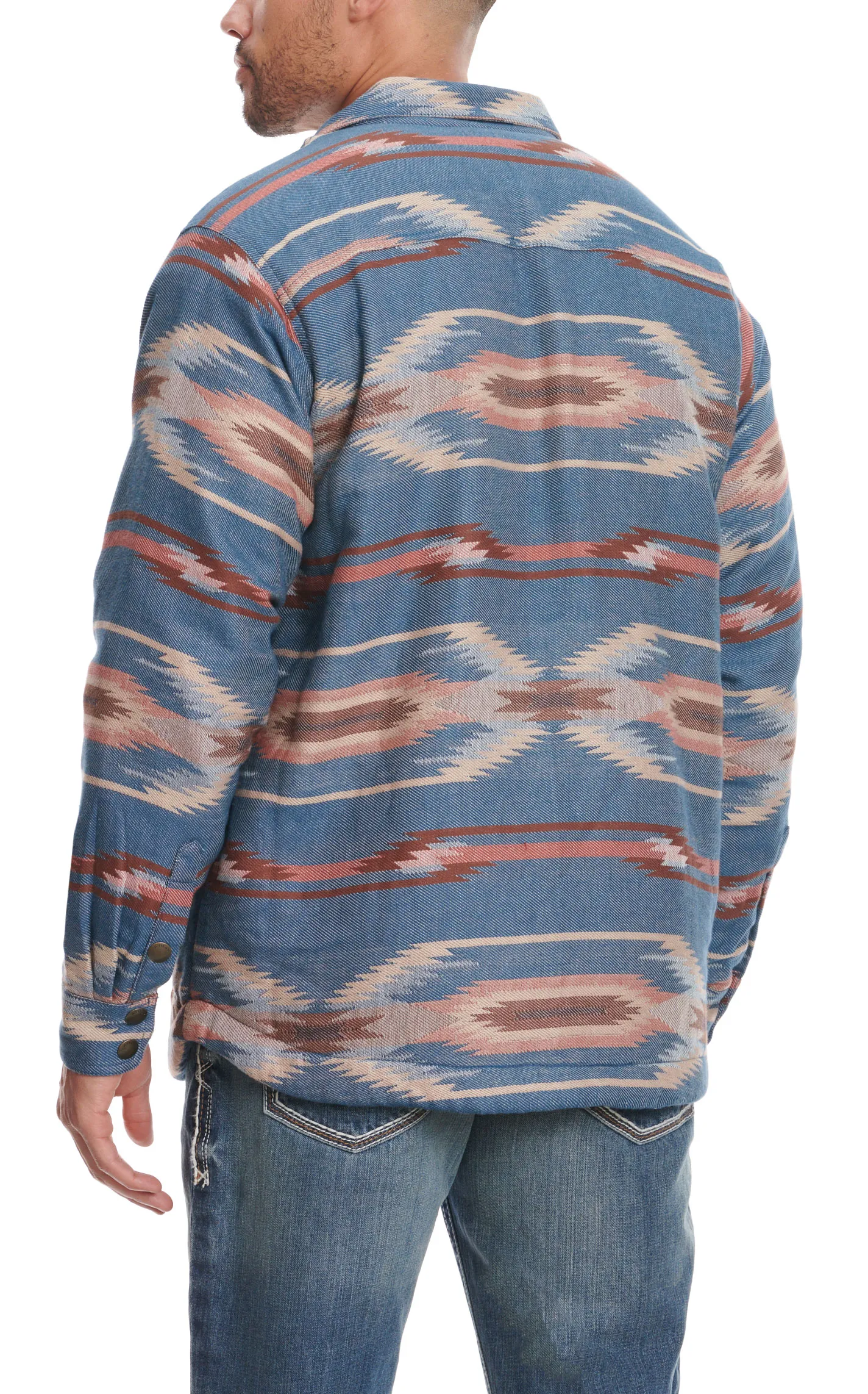 Ariat Men's Retro Chimayo Sailor Blue Aztec Print Fleece Lined Shacket