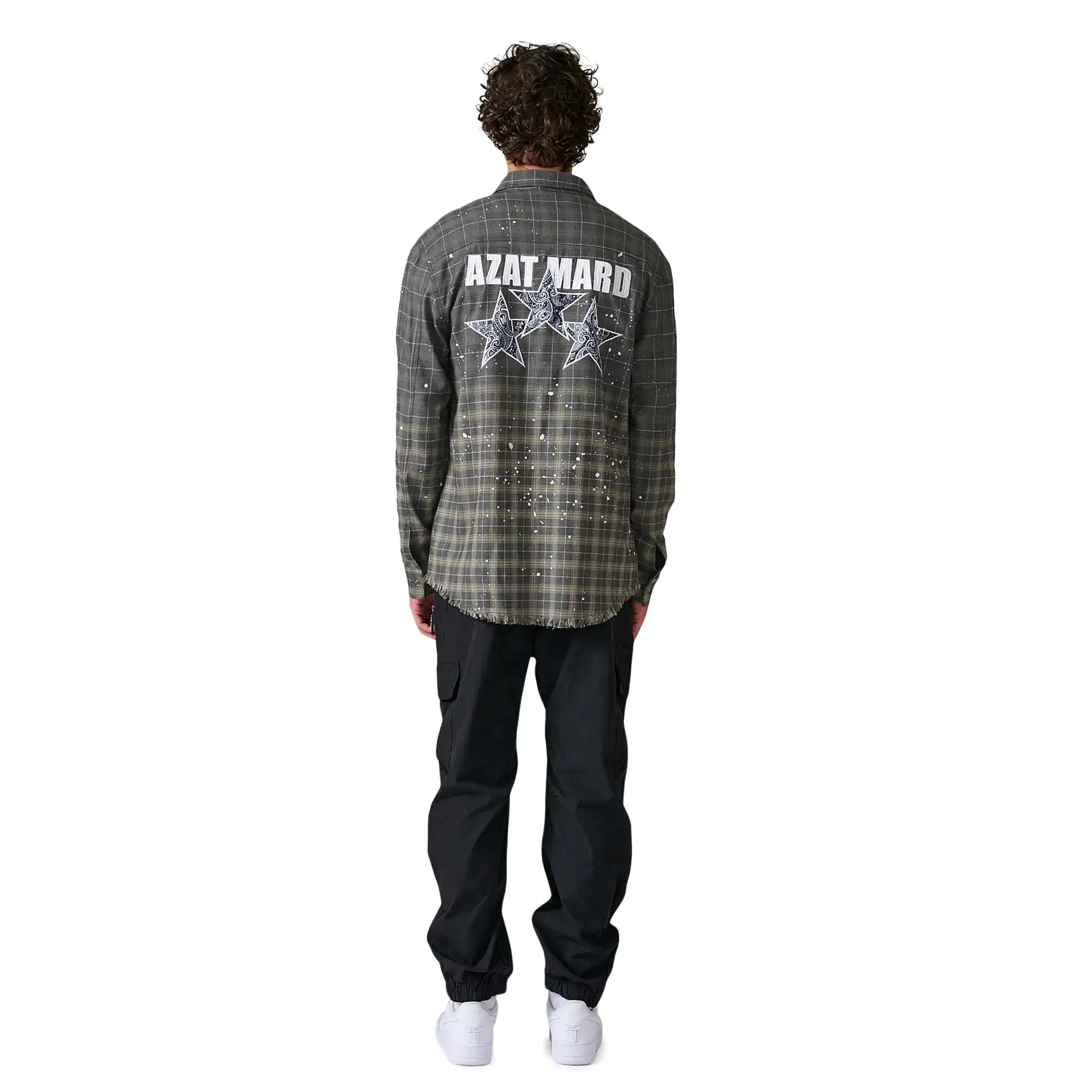 Azat Mard Grey Star Check Shirt