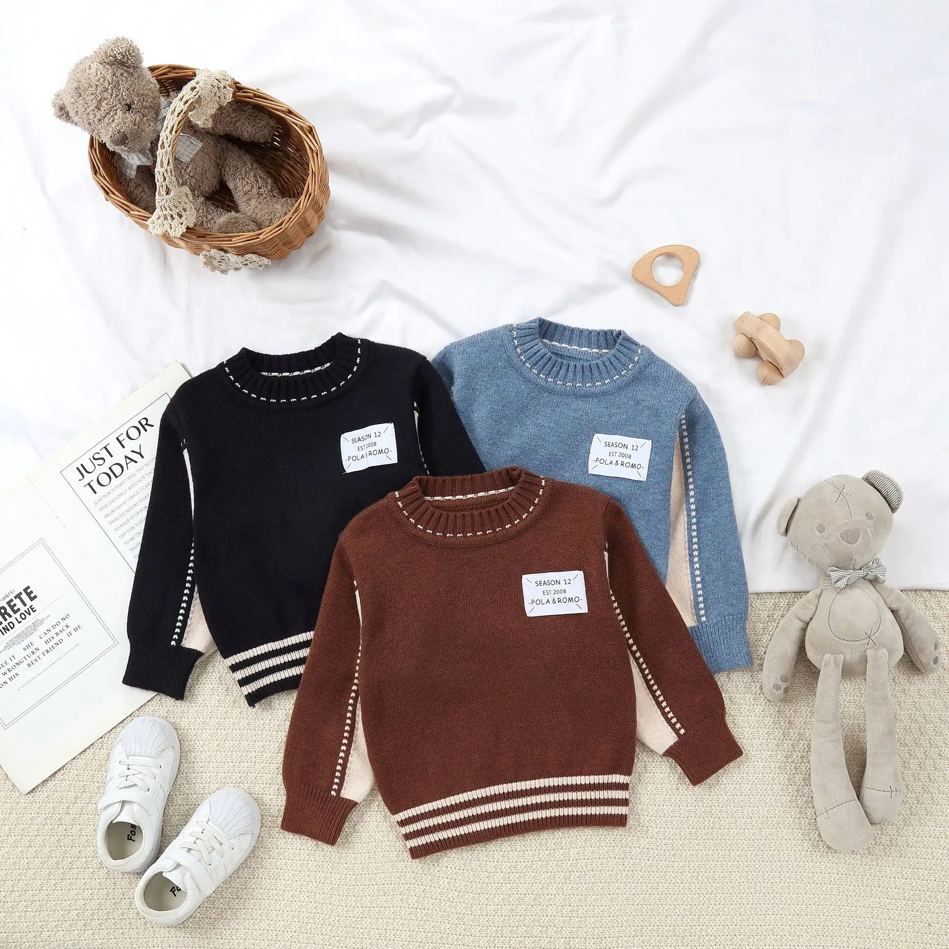 Baby Kid Boys Solid Color Sweaters Wholesale 23113076