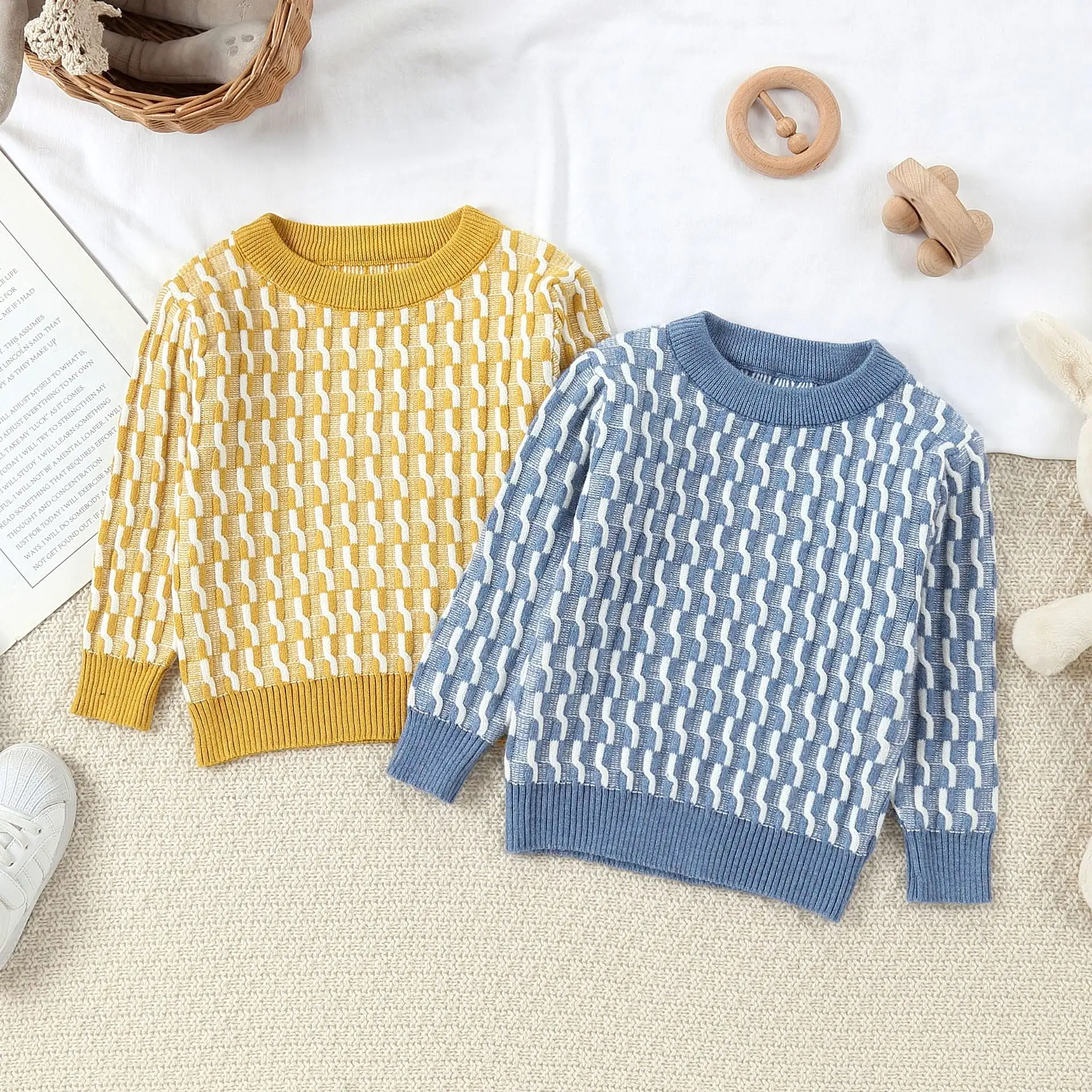 Baby Kid Girls Boys Color-blocking Sweaters Wholesale 231130249