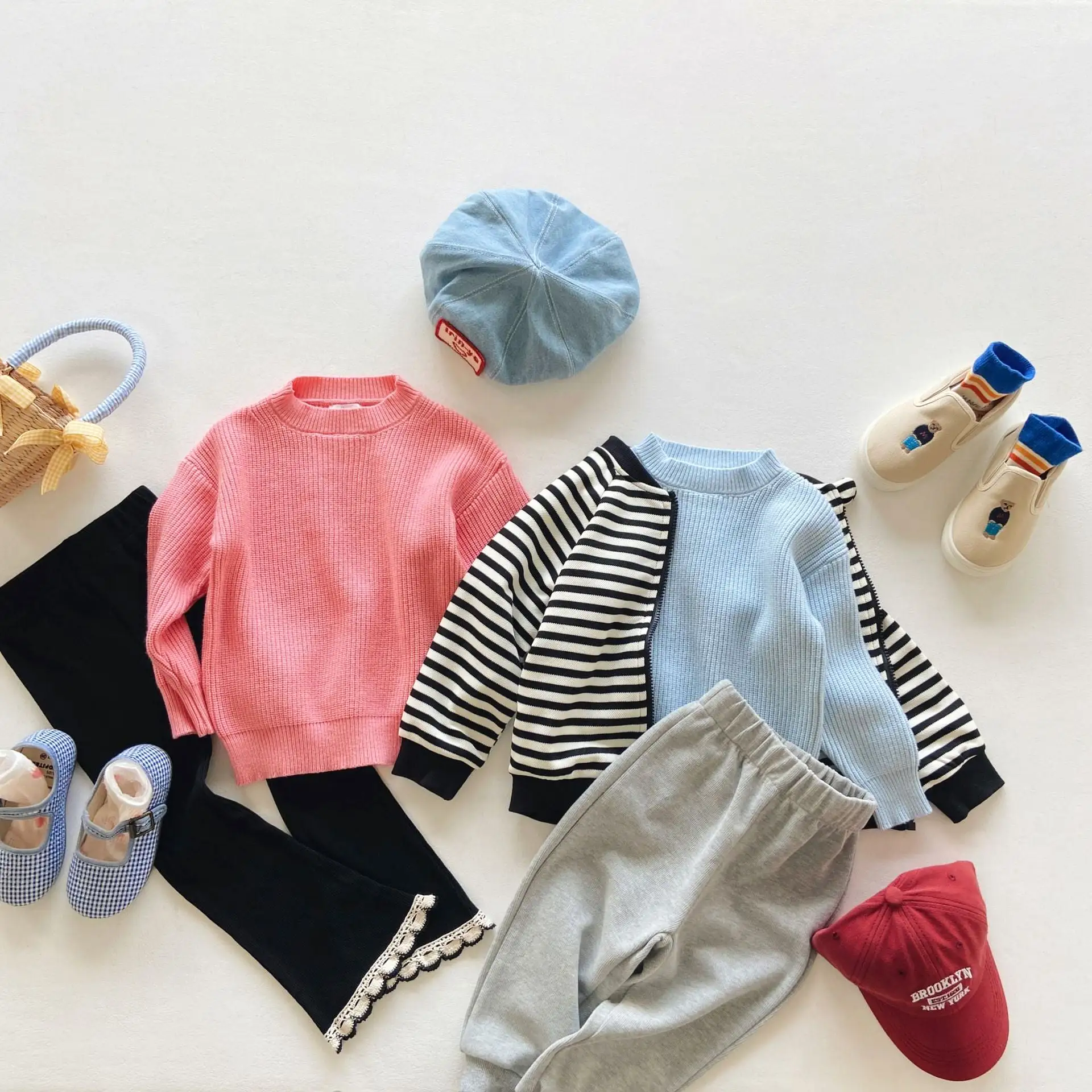 Baby Kid Girls Boys Solid Color Sweaters Wholesale 23090666