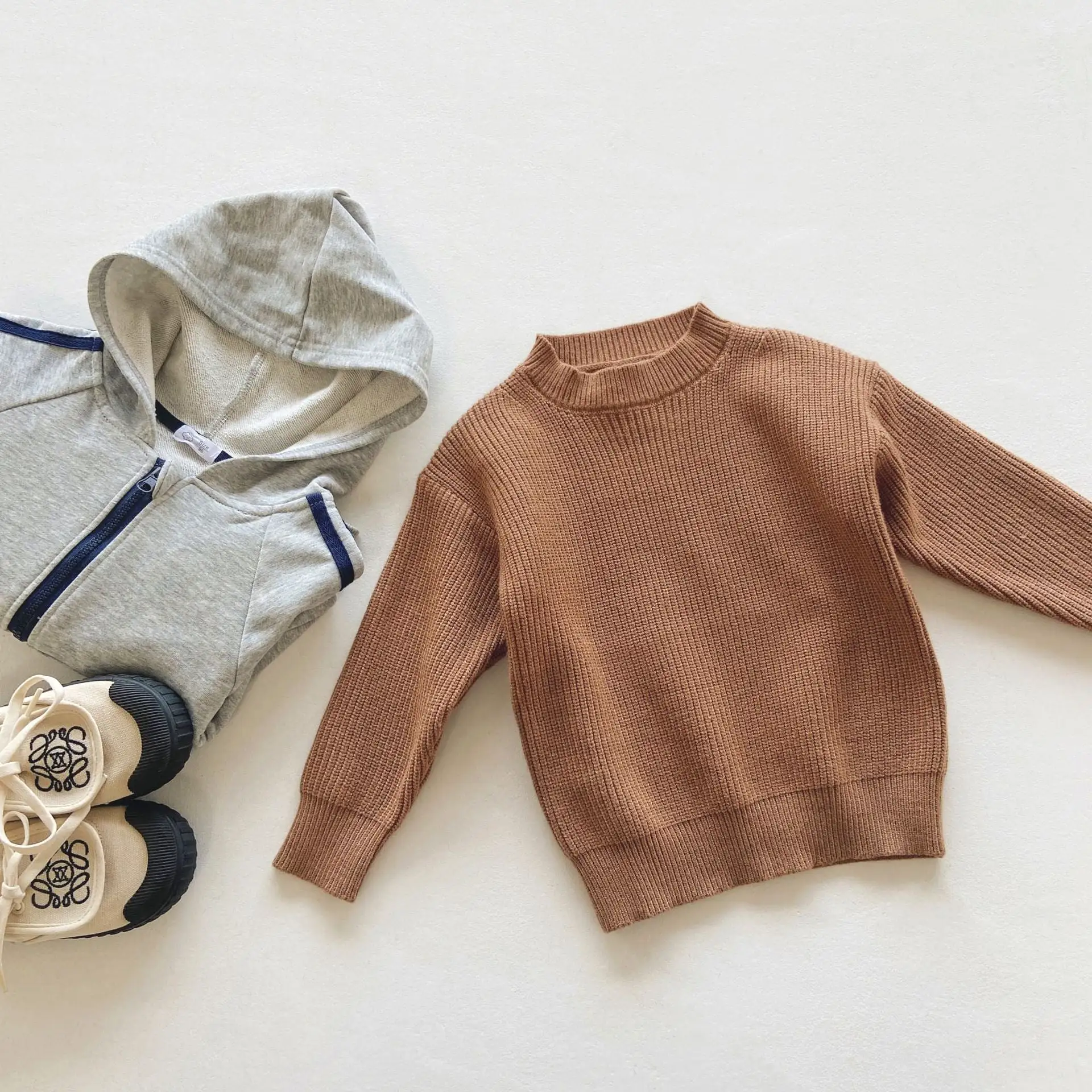 Baby Kid Girls Boys Solid Color Sweaters Wholesale 23090666