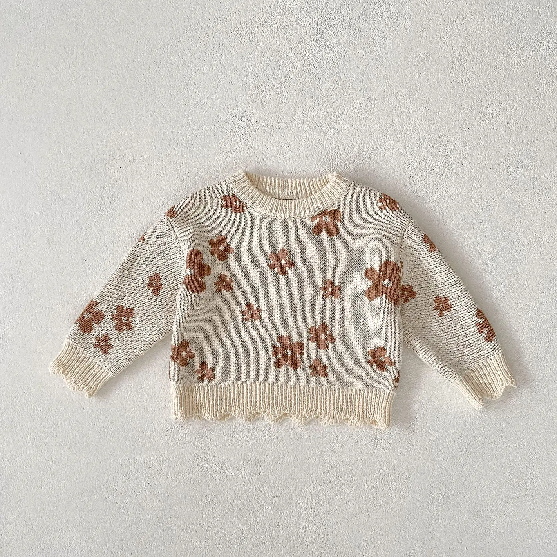 Baby Kid Girls Color-blocking Flower Sweaters Wholesale 230828382