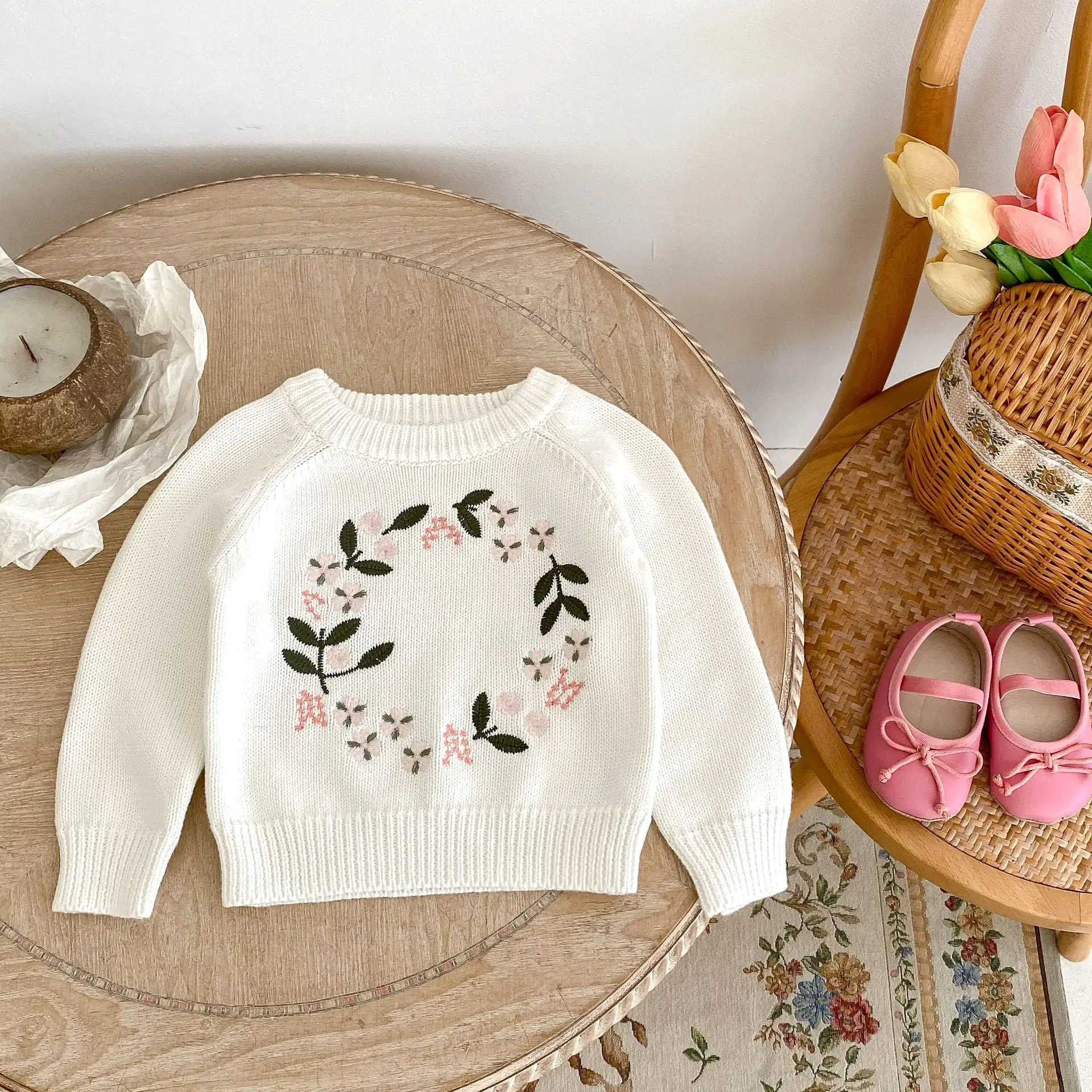 Baby Kid Girls Embroidered Sweaters Wholesale 230828123