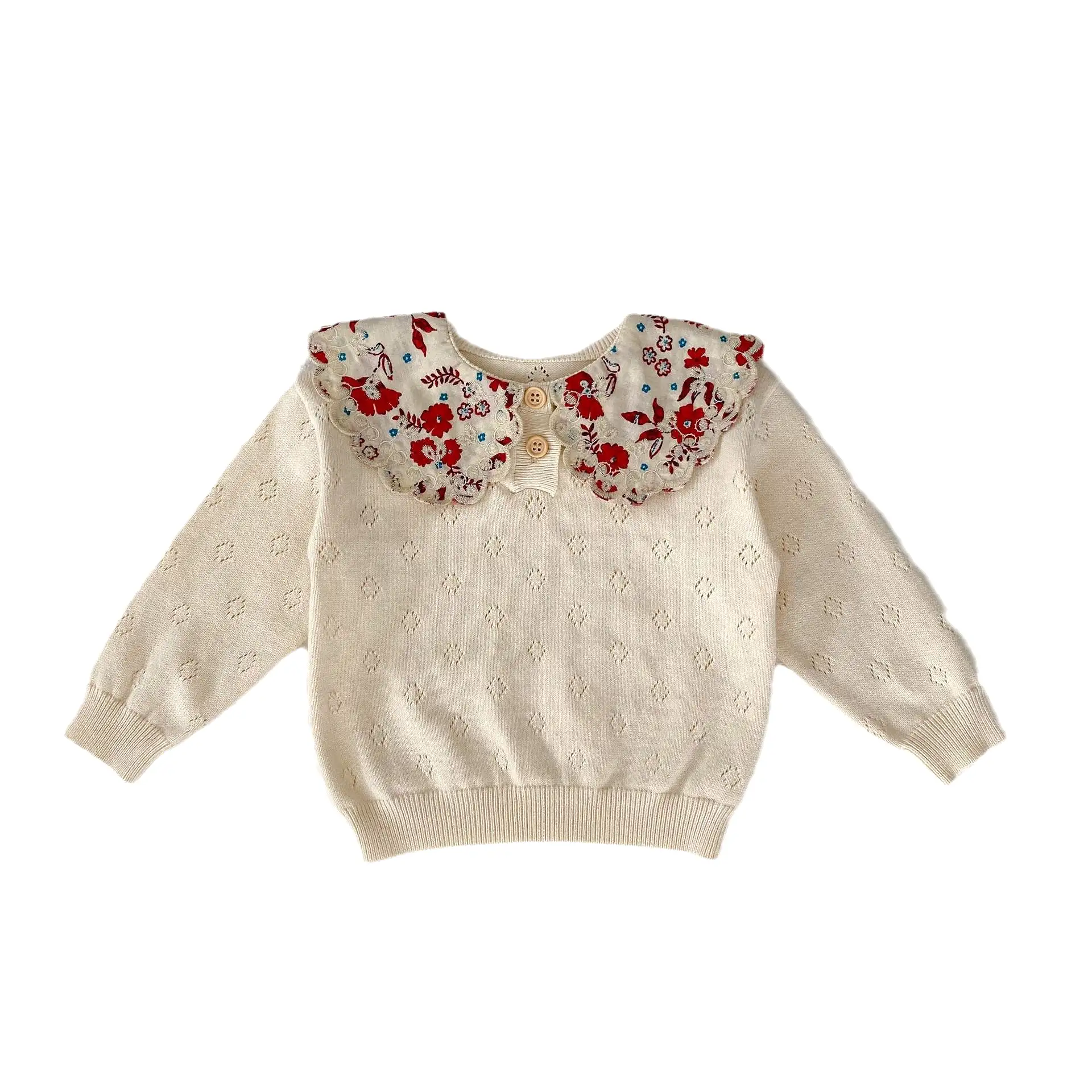 Baby Kid Girls Solid Color Flower Sweaters Wholesale 230828177