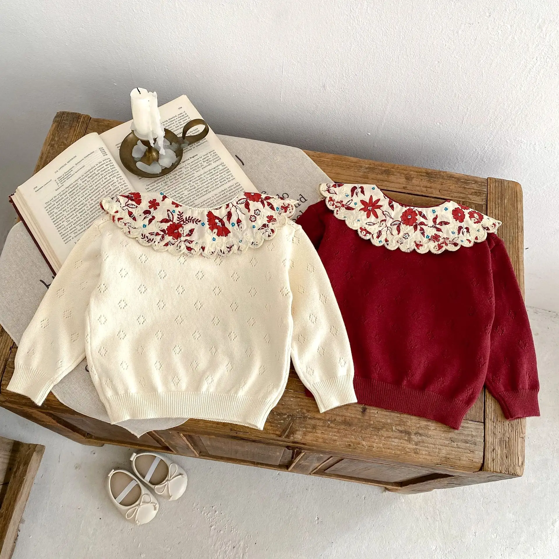 Baby Kid Girls Solid Color Flower Sweaters Wholesale 230828177