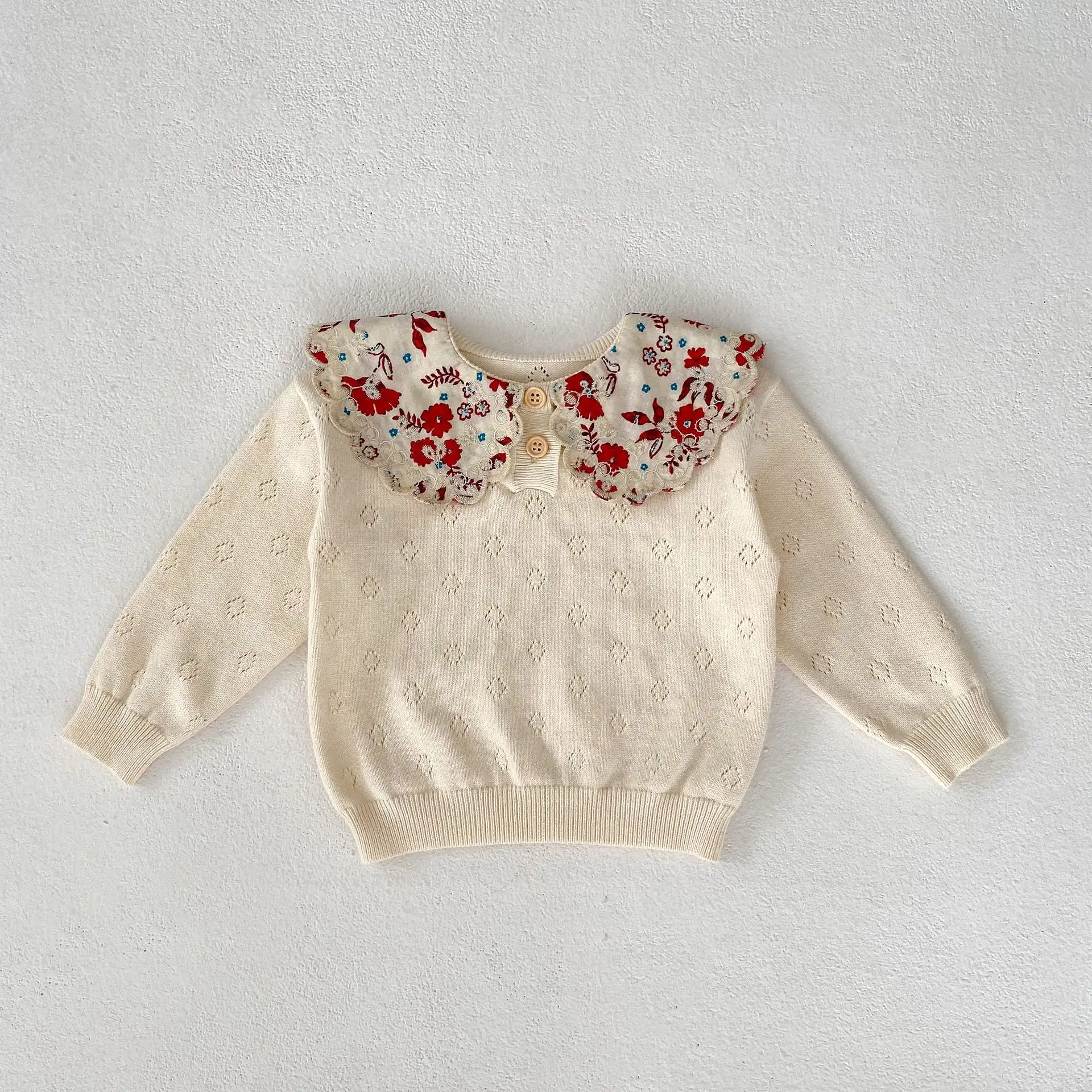 Baby Kid Girls Solid Color Flower Sweaters Wholesale 230828177