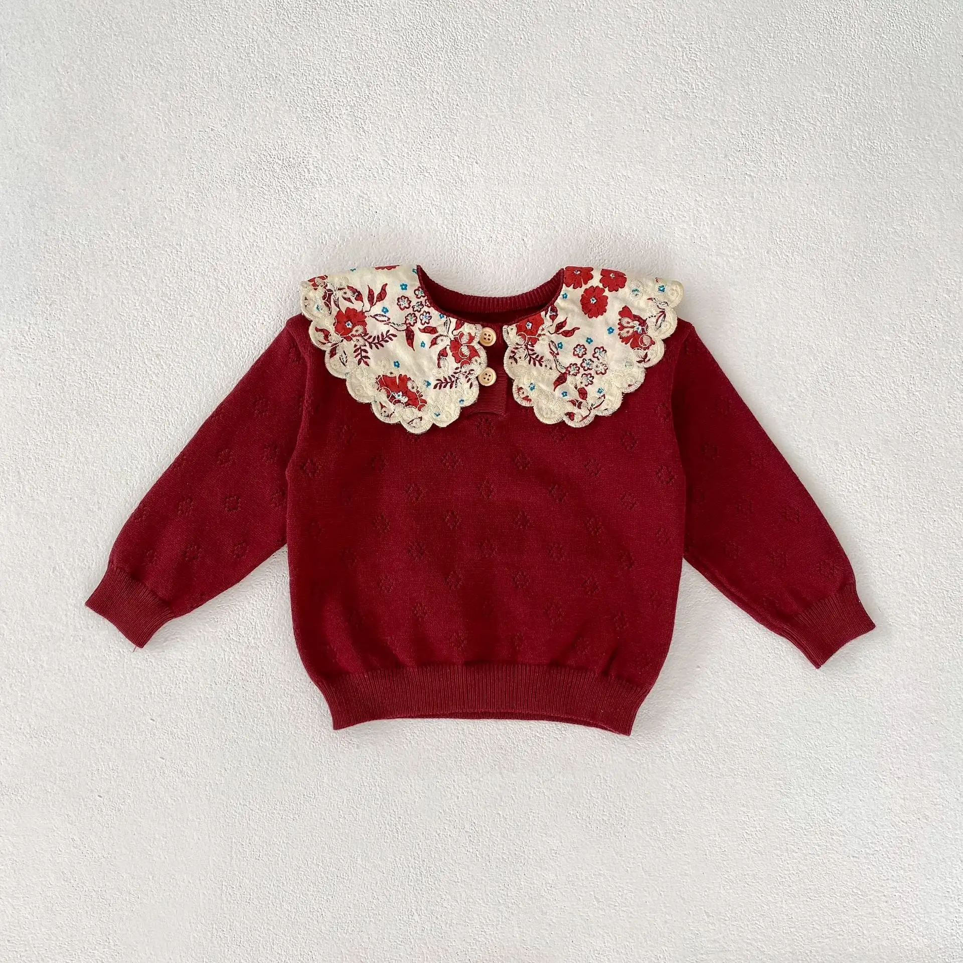 Baby Kid Girls Solid Color Flower Sweaters Wholesale 230828177