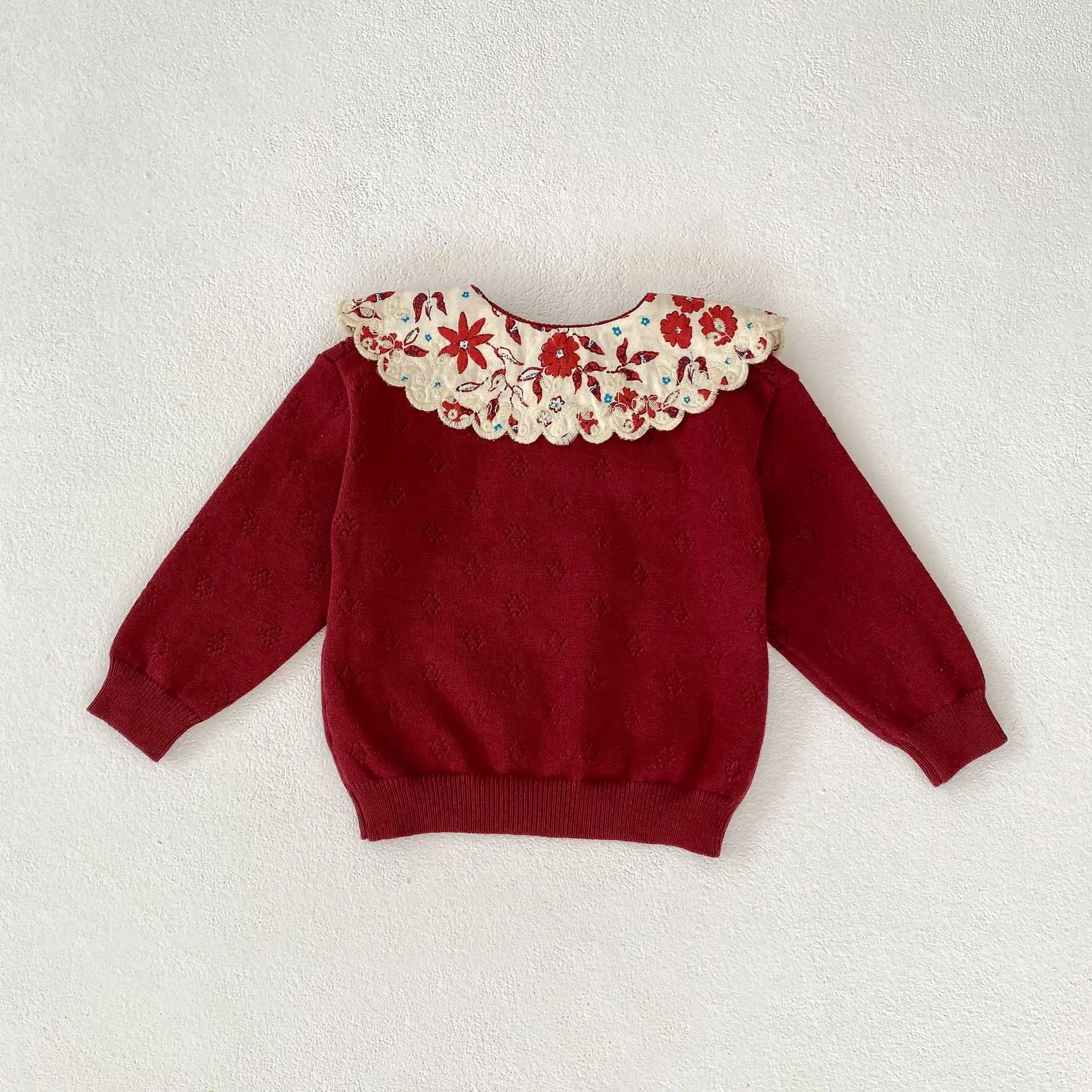 Baby Kid Girls Solid Color Flower Sweaters Wholesale 230828177