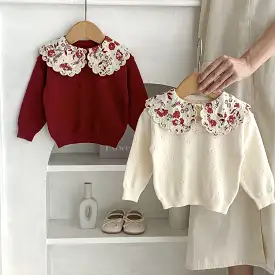 Baby Kid Girls Solid Color Flower Sweaters Wholesale 230828177