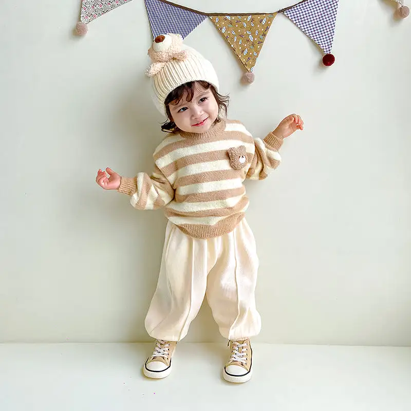 Baby Kid Girls Striped Cartoon Sweaters Wholesale 231019141