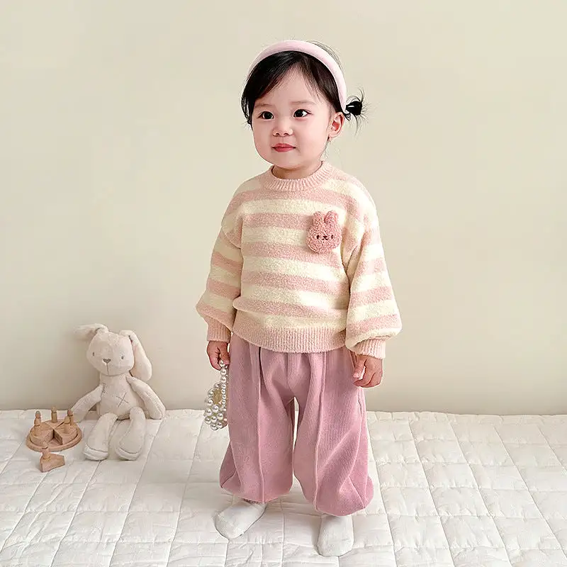 Baby Kid Girls Striped Cartoon Sweaters Wholesale 231019141