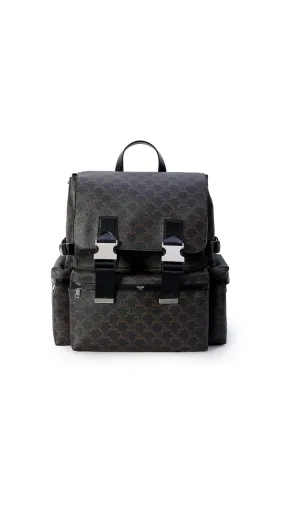 Backpack In Triomphe Canvas And Calfskin -  Black