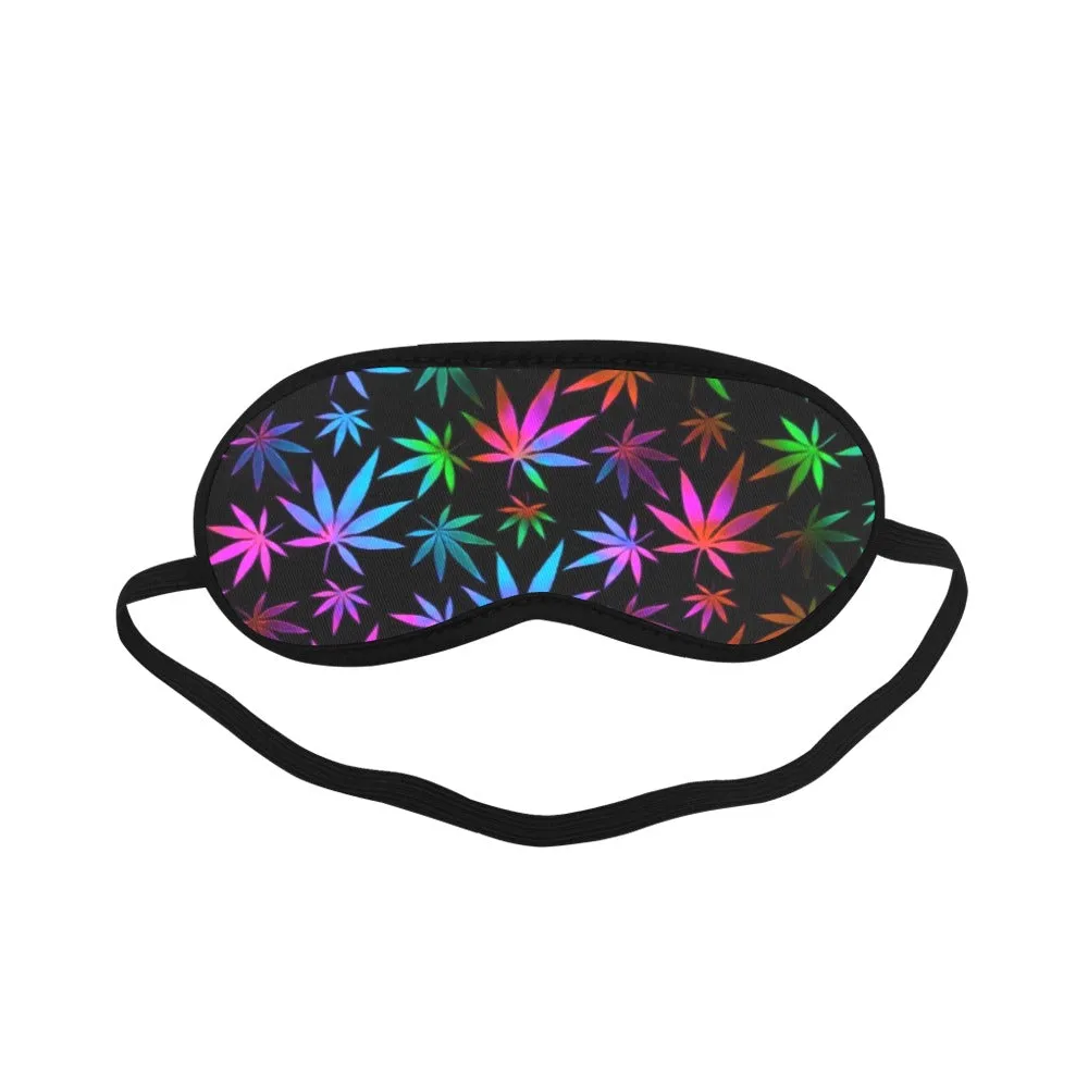 Black Rainbow Weed Print Sleeping Eye Mask