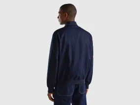 Bomber in linen blend - Dark Blue | Benetton