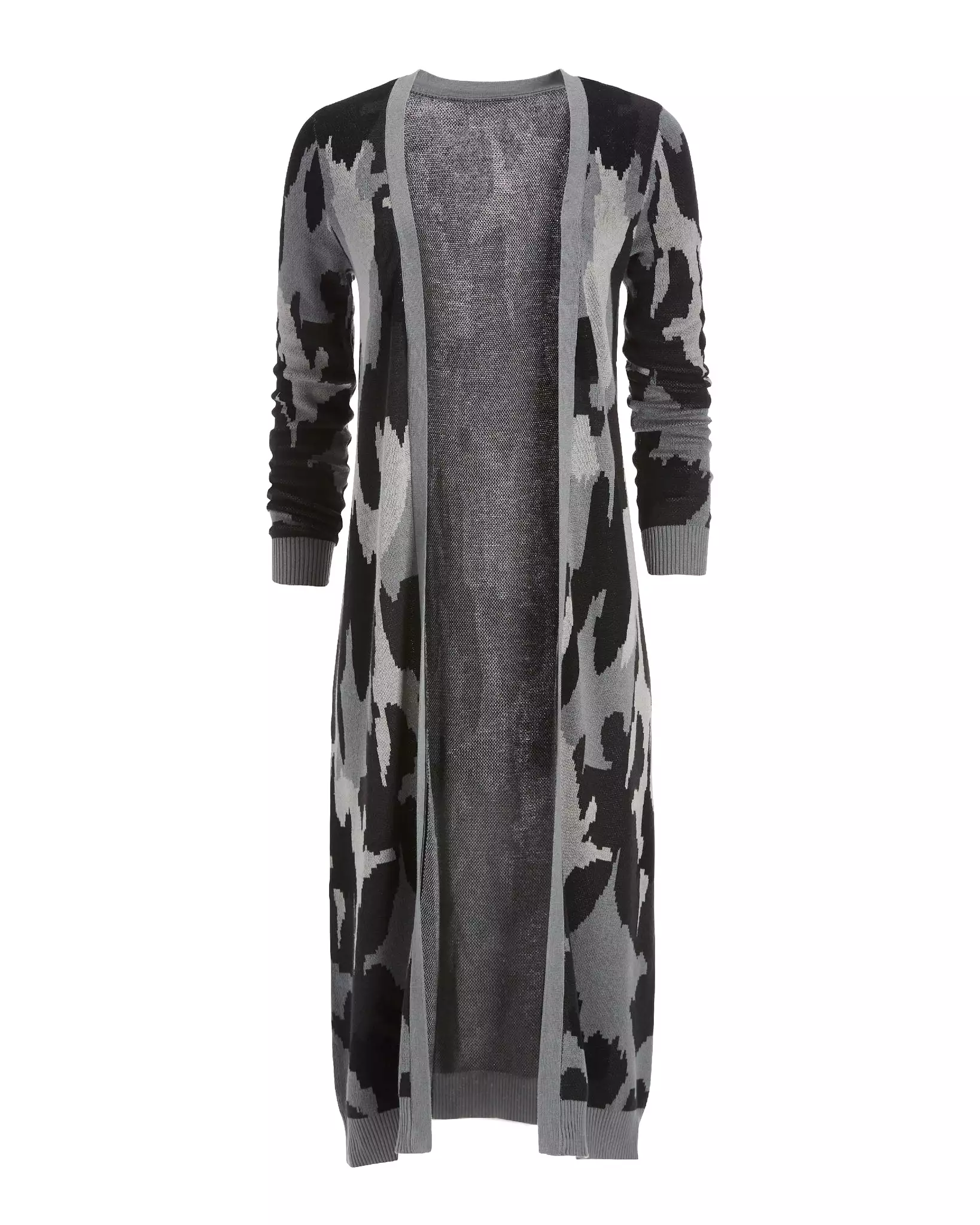 Camo Long Sleeve Duster Black/Gray