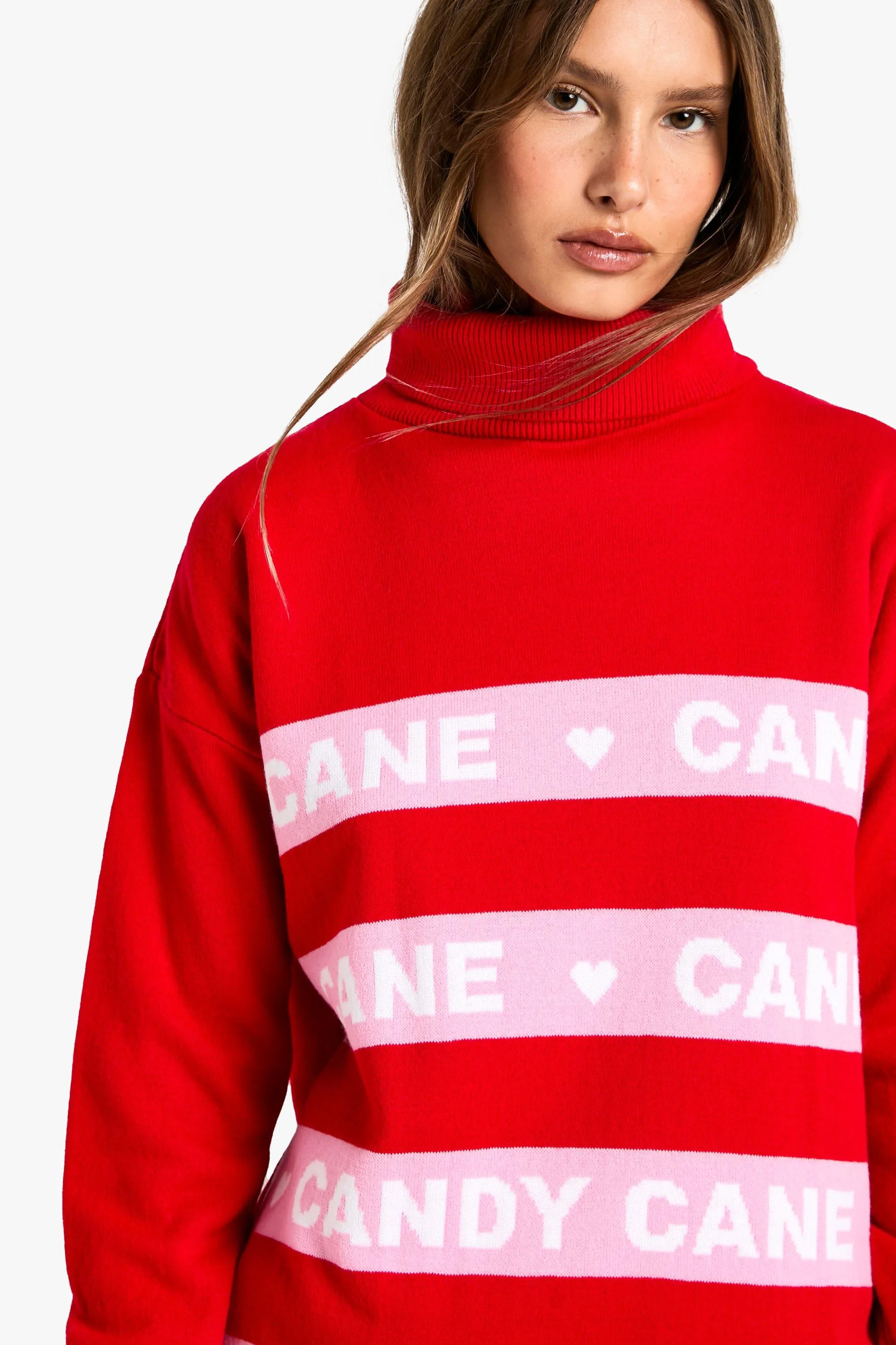 Candy Cane Turtleneck Christmas Sweater