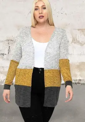 Color block lightweight open front cardigan