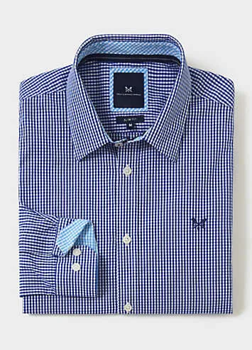 Crew Neck Classic Micro Gingham Shirt by Crew Clothing Company | Look Again