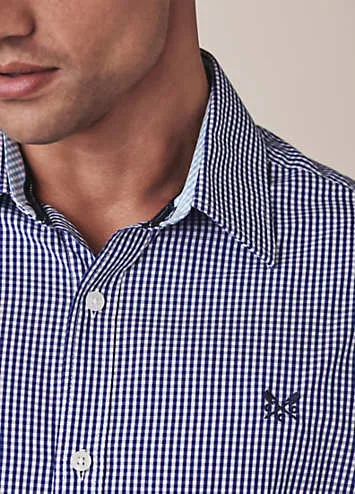 Crew Neck Classic Micro Gingham Shirt by Crew Clothing Company | Look Again