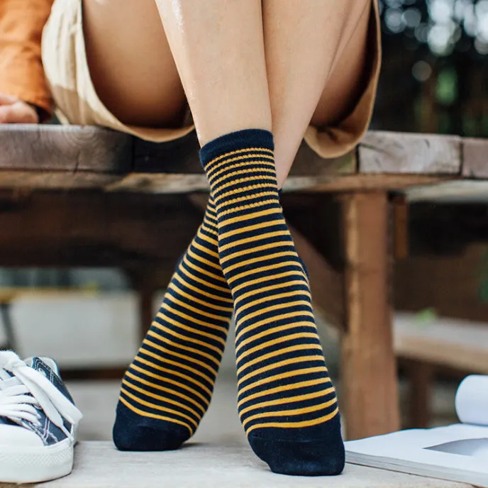 Crew Socks | Yellow Stripes | Cotton