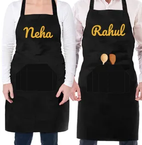 Custom Mr and Mrs Cooking Aprons with Name Pack of 2