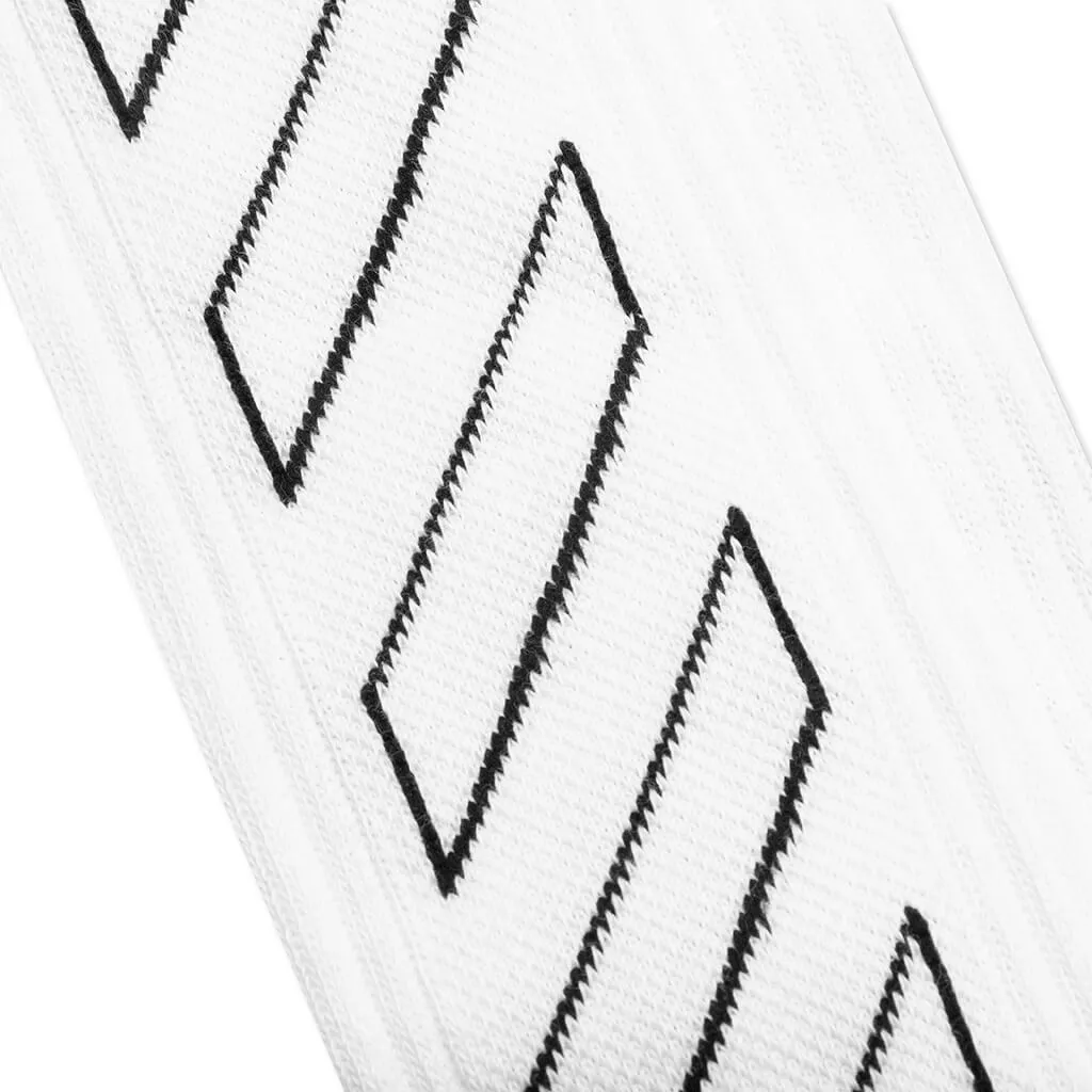 Diag Outline Mid Length Socks - White/Black