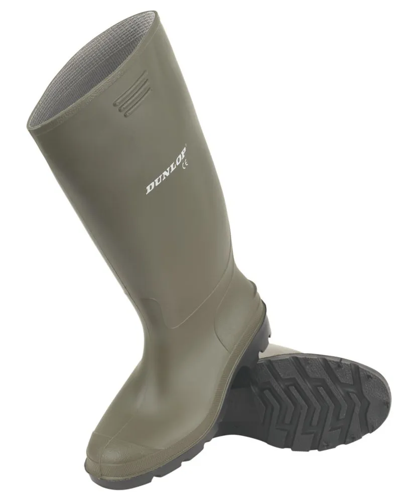 Dunlop Pricemaster Metal Free  Non Safety Wellies Green Size 9 - Screwfix