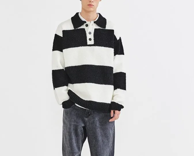 Fallett  |Stripes Unisex Wool Nylon Street Style Long Sleeves Logo