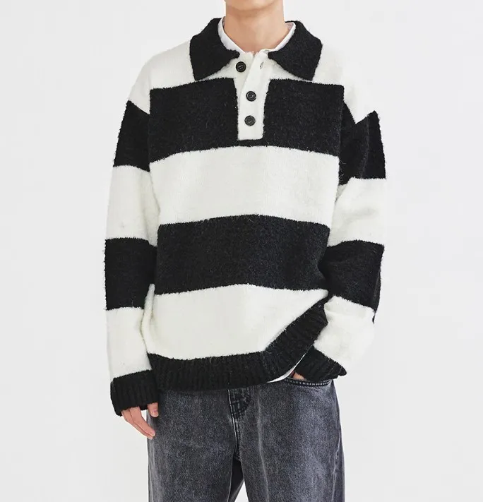 Fallett  |Stripes Unisex Wool Nylon Street Style Long Sleeves Logo